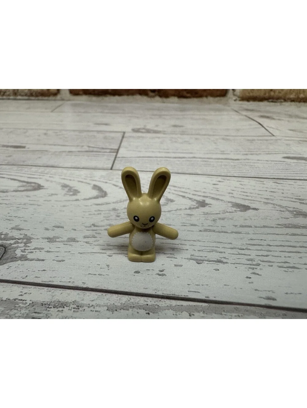 Lego New Tan Bunny Rabbit Standing with Black Eyes Dark Tan Nose and Mouth